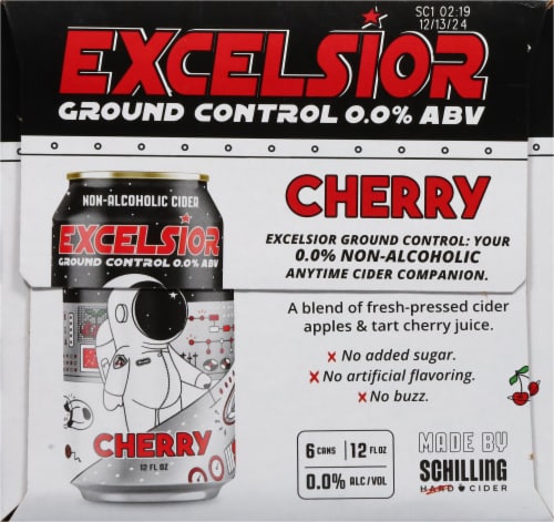 Schilling Excelsior Ground Control 0.0 % ABV Cherry Non-Alcoholic Cider Perspective: right