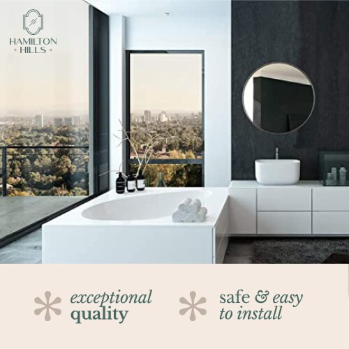 Hamilton Hills 24  Silver Round Mirror | Brushed Metal Framed Classic Design Perspective: right