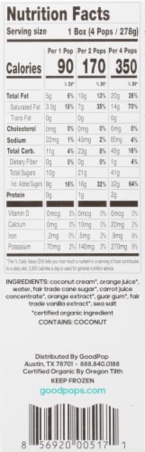 Goodpop Organic Dairy Free Orange N' Cream Frozen Dessert Pops Perspective: right