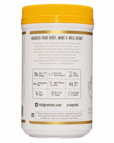 Vital Proteins Madagascar Vanilla Collagen Latte Supplement Perspective: right