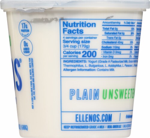 Ellenos Plain Unsweetened Real Greek Yogurt Tub Perspective: right
