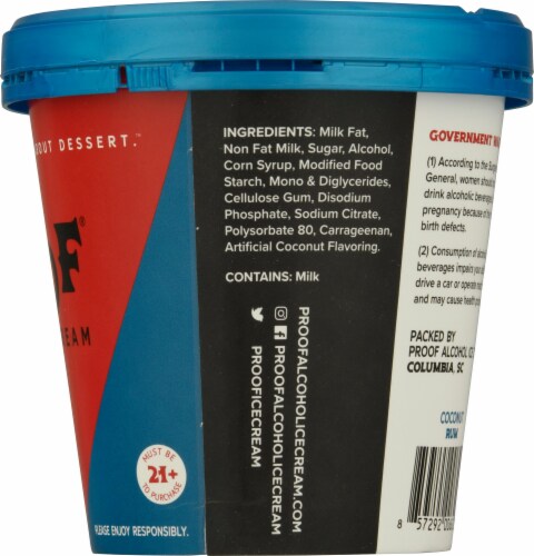 PROOF® Alcohol Ice Cream Coconut Rum Ice Cream Perspective: right