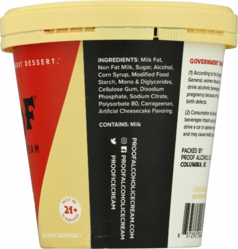 PROOF® Alcohol Ice Cream Cheesecake Moonshine Ice Cream Perspective: right