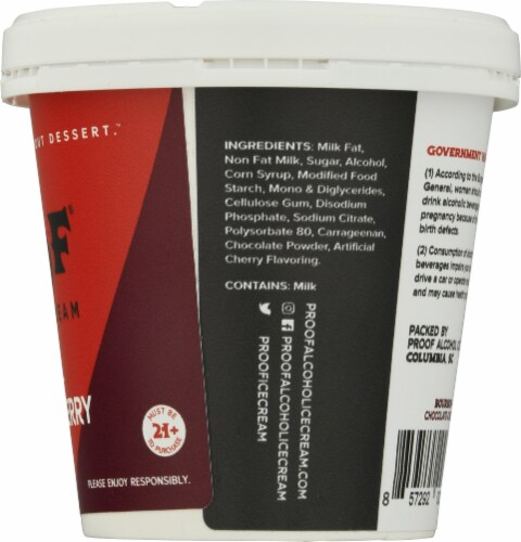PROOF® Alcohol Ice Cream Bourbon Chocolate Cherry Ice Cream Perspective: right