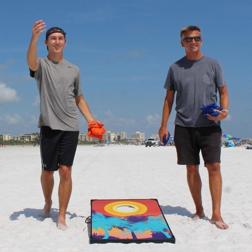Driveway Games Tailgate Bean Bag Toss Board Cornhole Set w/Carry Bag, Tropical Perspective: right