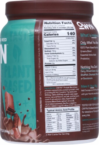 OWYN™ Dark Chocolate Plant Protein Powder Perspective: right