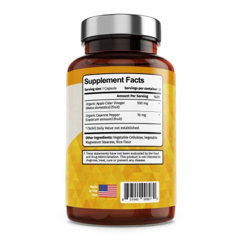 Vitamin Bounty Apple Cider Vinegar with Cayenne Pepper Veggie Caps Perspective: right