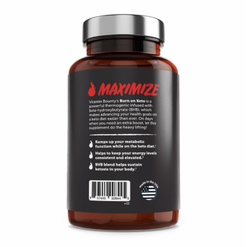 Vitamin Bounty Burn On Keto Calorie Burning Thermogenic Capsules Perspective: right