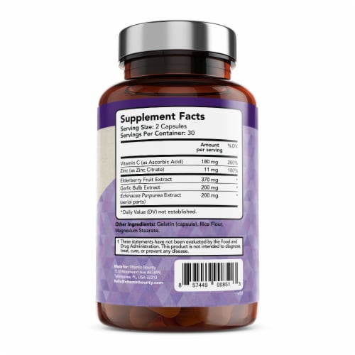 Vitamin Bounty Gluten-Free Elderberry Immune Support Supplement Perspective: right