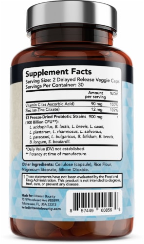 Vitamin Bounty Pro-100 Raw Probiotic Capsules Perspective: right