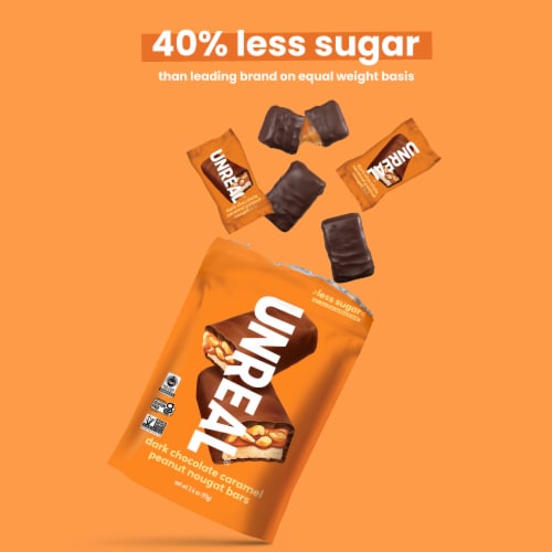 Unreal® Dark Chocolate Caramel Peanut Nougat Bars Perspective: right