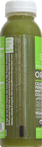 Suja Organic Radiant Probiotic Green Vegetables Juice Drink Perspective: right
