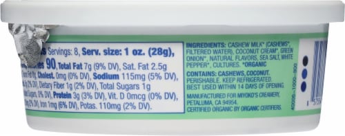 Miyoko's Creamery Plant Milk Savory Scallion Cream Cheese Perspective: right