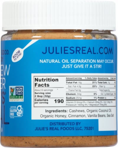 Julie's Real Cinnamon Vanilla Bean Cashew Butter Perspective: right