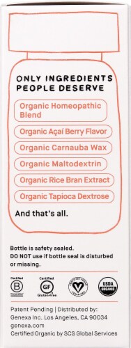 Genexa Organic Homeopathic Acai Berry Flavor Kids' Cold Crush Chewable Tablets Perspective: right