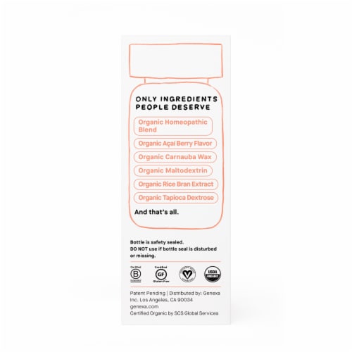 Genexa Organic Cold Crush Non-Drowsy Acai Berry Flavor Cold & Cough Chewable Tablets Perspective: right