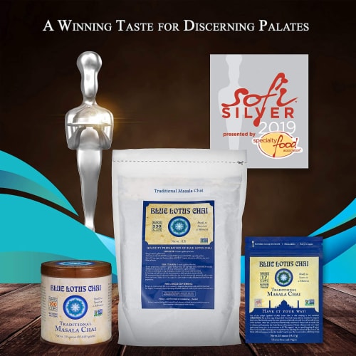 Blue Lotus Chai Traditional Masala Chai Powder Perspective: right