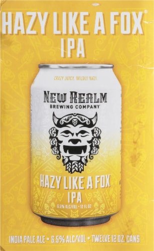 New Realm Hazy Like a Fox IPA Craft Beer Perspective: right