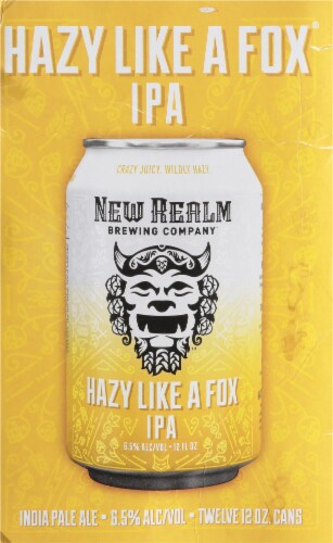 New Realm Hazy Like a Fox IPA Craft Beer Perspective: right
