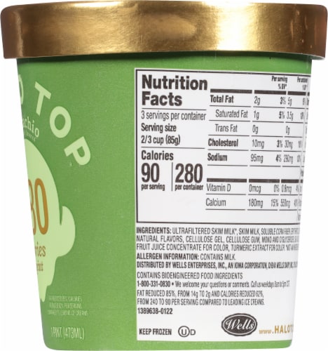 Halo Top Pistachio Light Ice Cream Pint Perspective: right