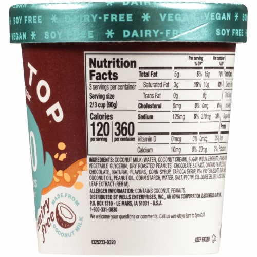 Halo Top Dairy-Free & Soy-Free Vegan Candy Bar Frozen Dessert Perspective: right