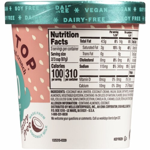 Halo Top® Dairy Free Chocolate Almond Crunch Frozen Dessert Pint Perspective: right