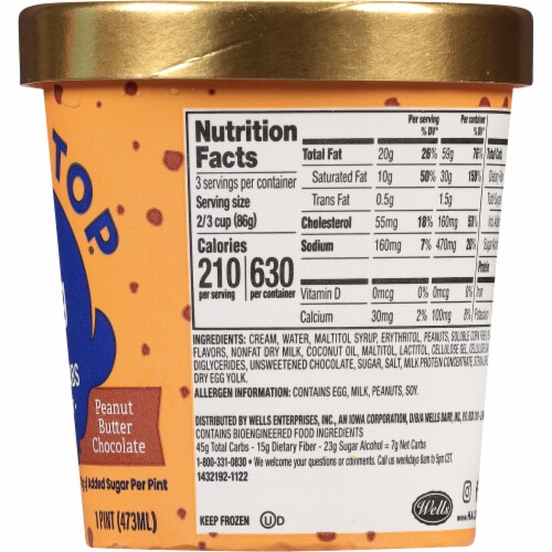 Halo Top® Keto Peanut Butter Chocolate Ice Cream Pint Perspective: right