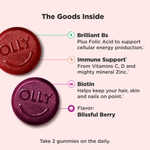 OLLY Womens Multivitamin Berry Flavor Gummy Supplement Perspective: right
