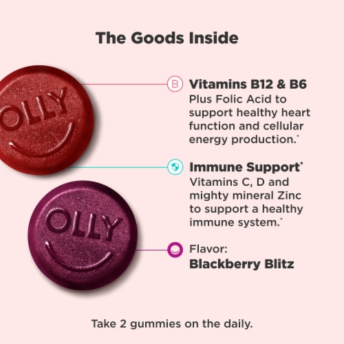 OLLY Mens Multivitamin Blackberry Flavor Gummy Supplement Perspective: right