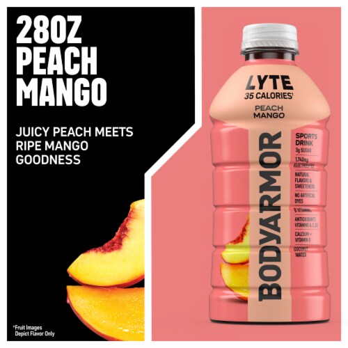 BODYARMOR® Lyte Peach Mango Sports Drink Bottle Perspective: right