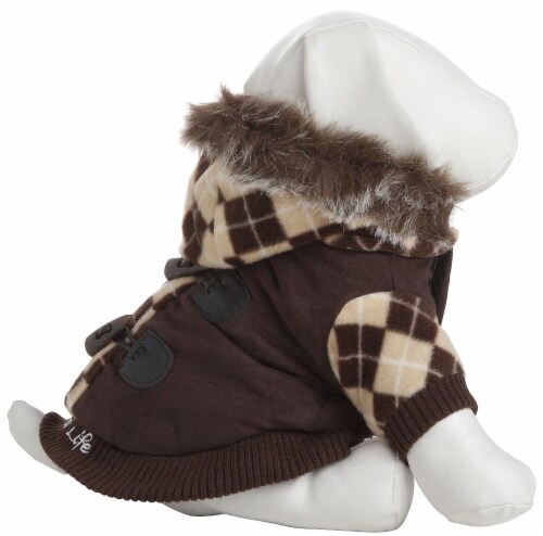 Pet Life Designer Patterned Suede Argyle Sweater Pet Jacket Perspective: right