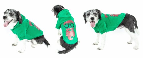 Pet Life LED Lighting Cool Santa Shades Hooded Sweater Pet Costume Perspective: right