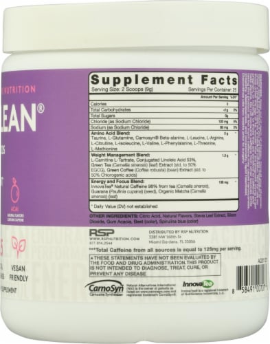 RSPNutrition Vegan AminoLean Acai Dietary Supplement Perspective: right