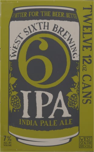 West Sixth Brewing IPA Craft Beer Cans Perspective: right