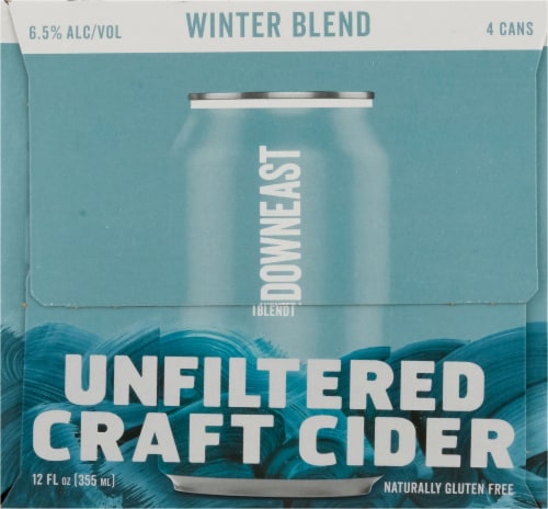 Downeast Winter Blend Unfiltered Craft Cider Cans Perspective: right