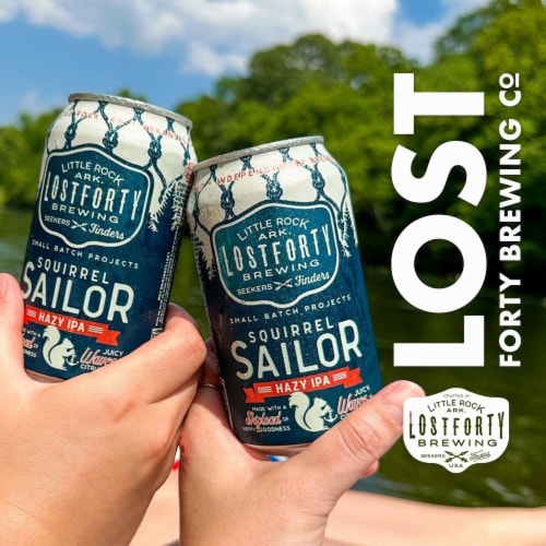 Lost Forty Brewing Squirrel Sailor Hazy IPA Craft Beer Perspective: right