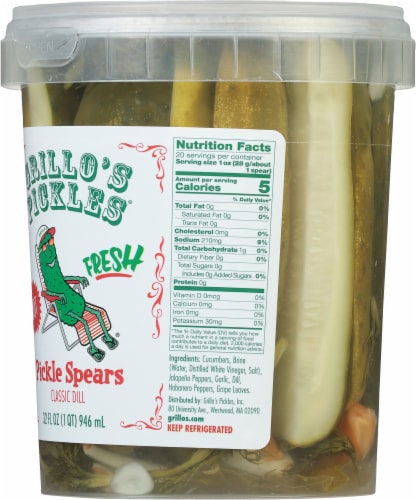 Grillo's Pickles Fresh Hot Italian Dill Spears Perspective: right