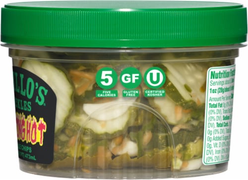 Grillo's Pickles Blazing Hot Pickle Chips Perspective: right
