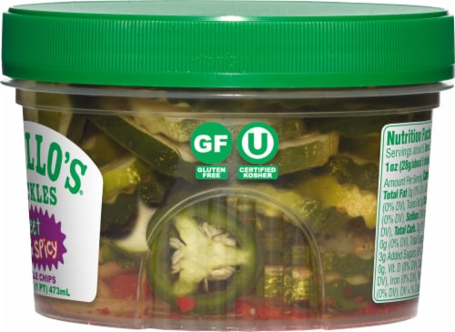 Grillo's Pickles Sweet & Spicy Pickle Chips Perspective: right