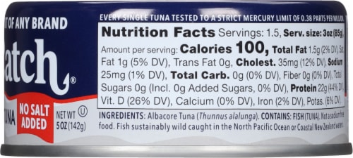 Safe Catch® No Salt Added Wild Albacore Tuna Perspective: right