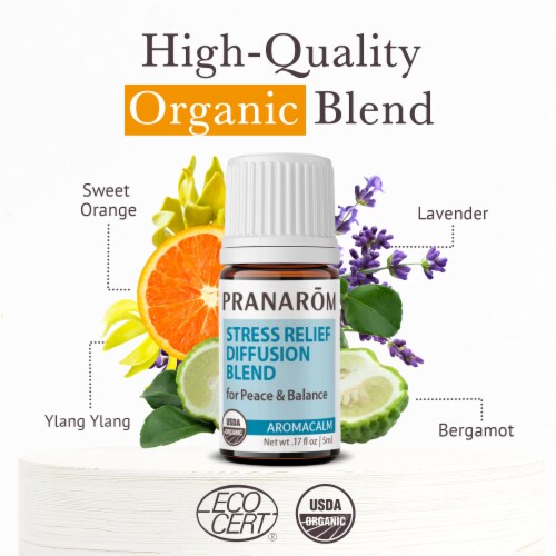 Pranarom Aromacalm Stress Relief Diffusion Blend Essential Oil Blend Perspective: right