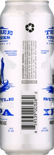 Three Creeks Brewing Co. Suttle Haze IPA Beer Single Can Perspective: right
