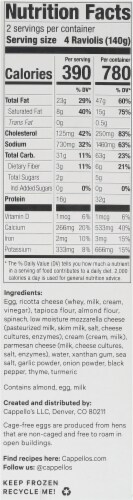 Cappello's Grain-Free Spinach & Cheese Ravioli Perspective: right