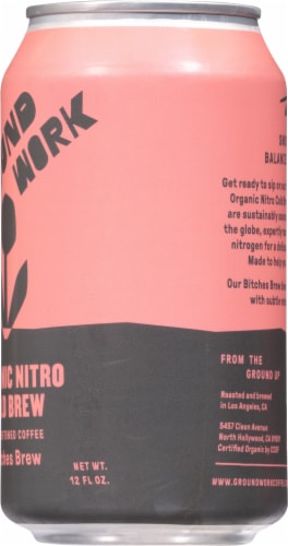 Ground Work Organic Nitro Cold Brew Bitches Brew Unsweetened Coffee Perspective: right