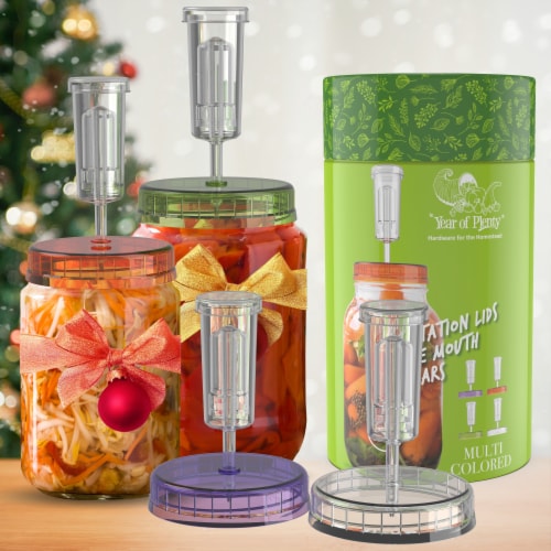 Fermentation Kit - Includes 4 NonSlip Grip Fermentation Weights & 4 Clear Fermenting Lids Perspective: right