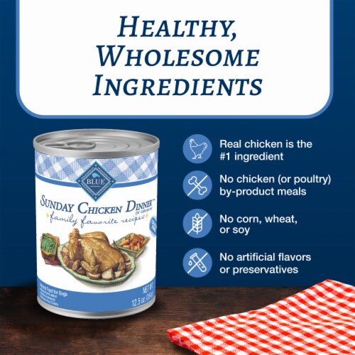 Blue Buffalo Family Favorites Adult Wet Dog Food Sunday Chicken Dinner Perspective: right