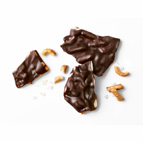 barkTHINS Dark Chocolate Pretzel and Sea Salt Snacking Chocolate Bag Perspective: right