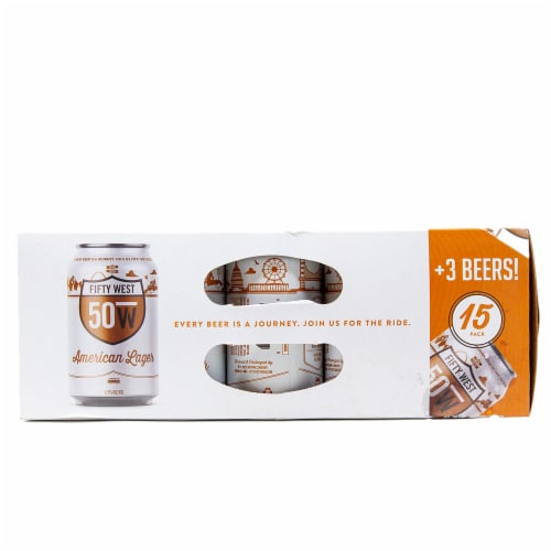 Fifty West Brewing American Lager Beer Perspective: right