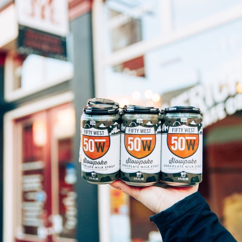 Fifty West Brewing Slowpoke Chocolate Milk Stout Perspective: right
