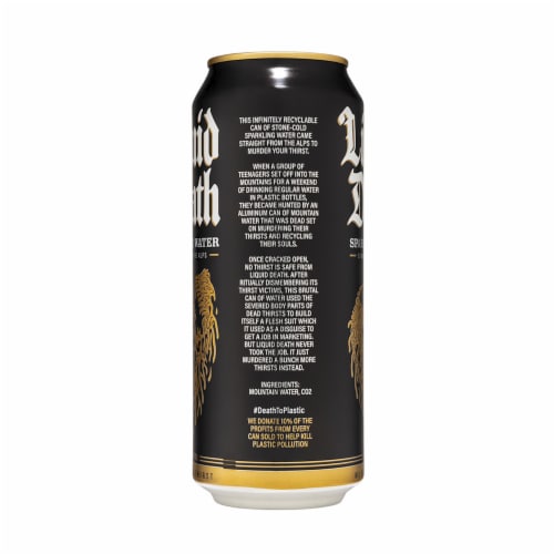Liquid Death Sparkling Water Perspective: right
